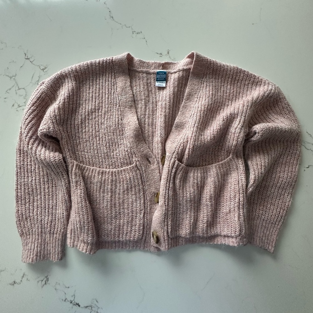 Old Navy Pink Ribbed Knit Cardigan Sweater